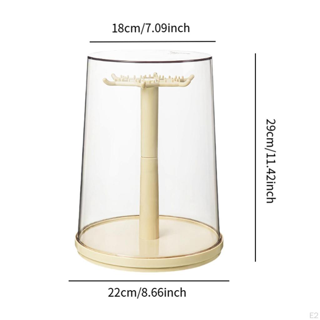 Figure Display Case Stand 360° Rotatable Countertop Versatile Necklace Hanger Doll Storage