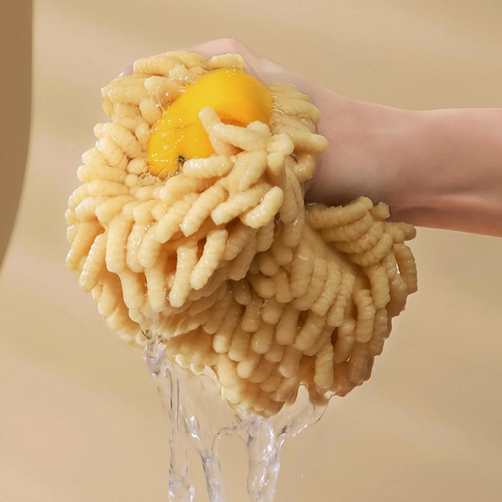 Cartoon Animal Style Hanging Hand Towel Soft Absorbent Microfiber Chenille Hand Drying Cloth with Loop for Bathroom Kitchen Use
