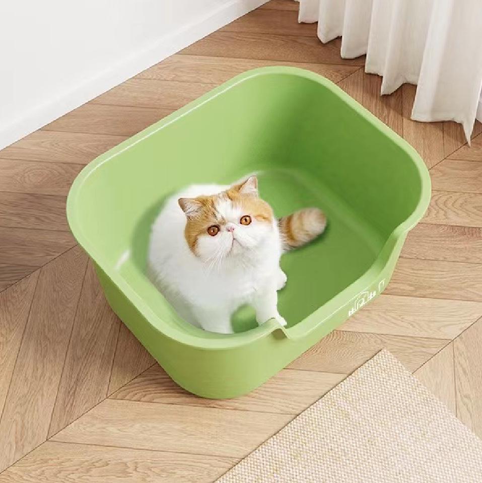 Semi-Enclosed Large Detachable Plastic Cat Litter Box