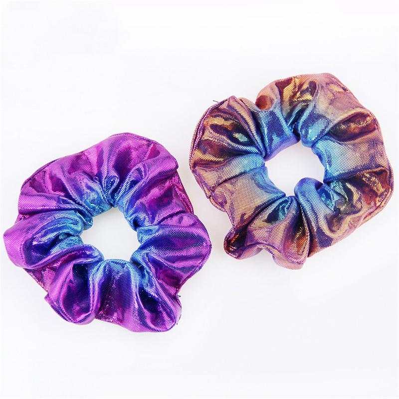 10pcs/lot Shiny Gradient Rainbow Scrunchy for Women Ponytail Holder Hair Ties Elastic Hair Bands Lady Girls Hair Scrunchies