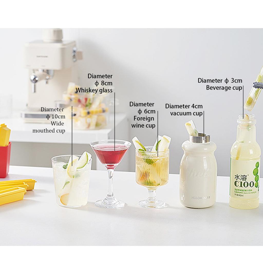 Strip Ice Box Silicone Ice Tray Mold, Autonomous Ice Box Refrigerator Magnet Is Suitable For Whiskey, Cocktails, Juices(6 Ice Boxes, 1 Magnet)