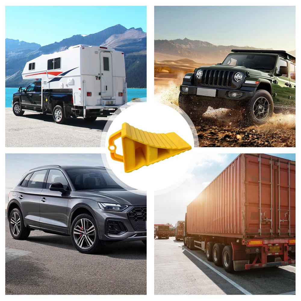 Portable Car Wheel Chock Anti Slip Tire Stop Block Heavy Duty Parking Wedge Truck Trailer RV Safety Portable Vehicle Accessory Valve Stems 1