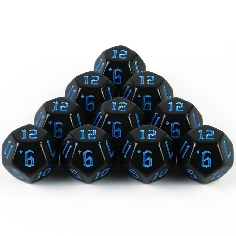 

10шт игральных костей 12-гранные игральные кости настольная игра аксессуары для ролевой игры DND синий