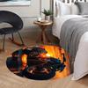 Steampunk Motorcycle Sunset RoundRug Flannel Artistic Floor Mat Industrial Style HomeDecor Soft Non Slip Washable Carpet for Man