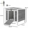 Outdoor Wooden Rabbit Cage with Asphalt Roof and Non-Slip Ramp, 42x51x43cm, Grey