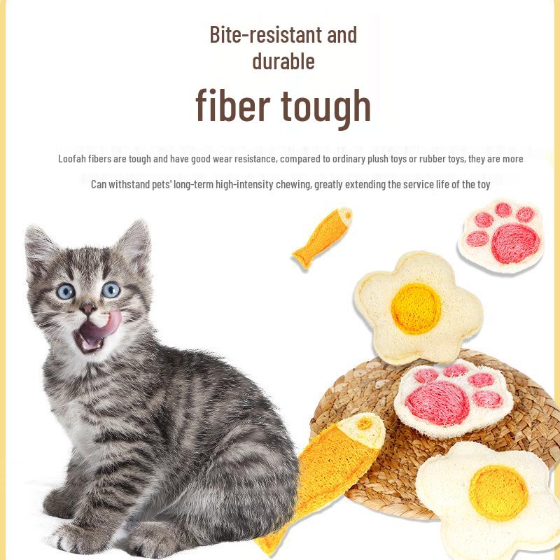Natural Loofah Cat Teaser Stick - Cute, Bite-Resistant Toy for Teething, Cleaning Teeth, and Relieving Boredom. Perfect for Self-Play!