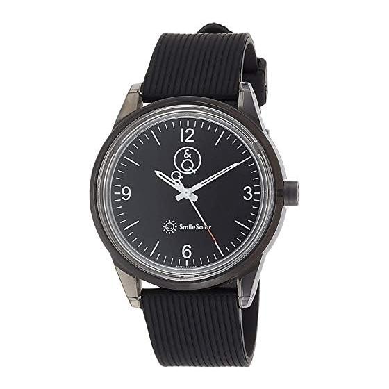 QQ SmileSolar Watch Solar Analog Waterproof Urethane Belt RP10-002 Men s Black