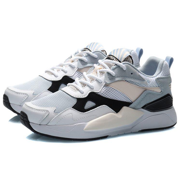 Li Ning Honor 2020 Slip Resistant Abrasion Resistant Low Top Sports Casual Shoes Women's White Blue AGCQ172-4