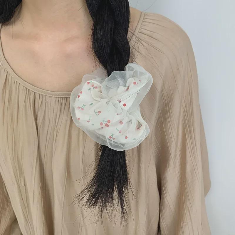 Doppellagiges Dickdarm-Haarband aus Kirschnetz – süßes Stirnband im Xia Sen-Stil für Frauen