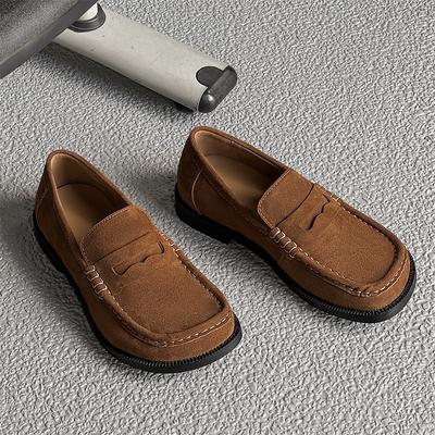 Nouvelles chaussures rétro style vieux argent daim grande tête marron anti-fourrure pour le printemps et l'été