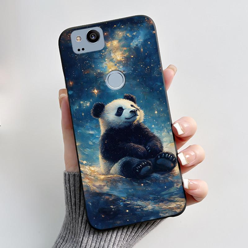 Cute Case For Google Pixel 2 / Pixel 2XL Printing Shell Pixel 1 XL Pixel1 Protective Cover Soft Silicone Cartoon Black Casing