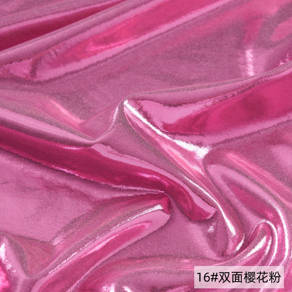 Double-sided Gold-stamped Fake Leather Fabric Iridescent Shiny Stretch Bronzing Fabric Laser Fabric for Dress,Costume,Backdrop