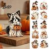 Seasonal Shelf Display Halloween Wooden Ghost Ornament with Pumpkin Pattern, Double Sided Desktop Decoration, Spooky Tiered Tray Decor Decor,