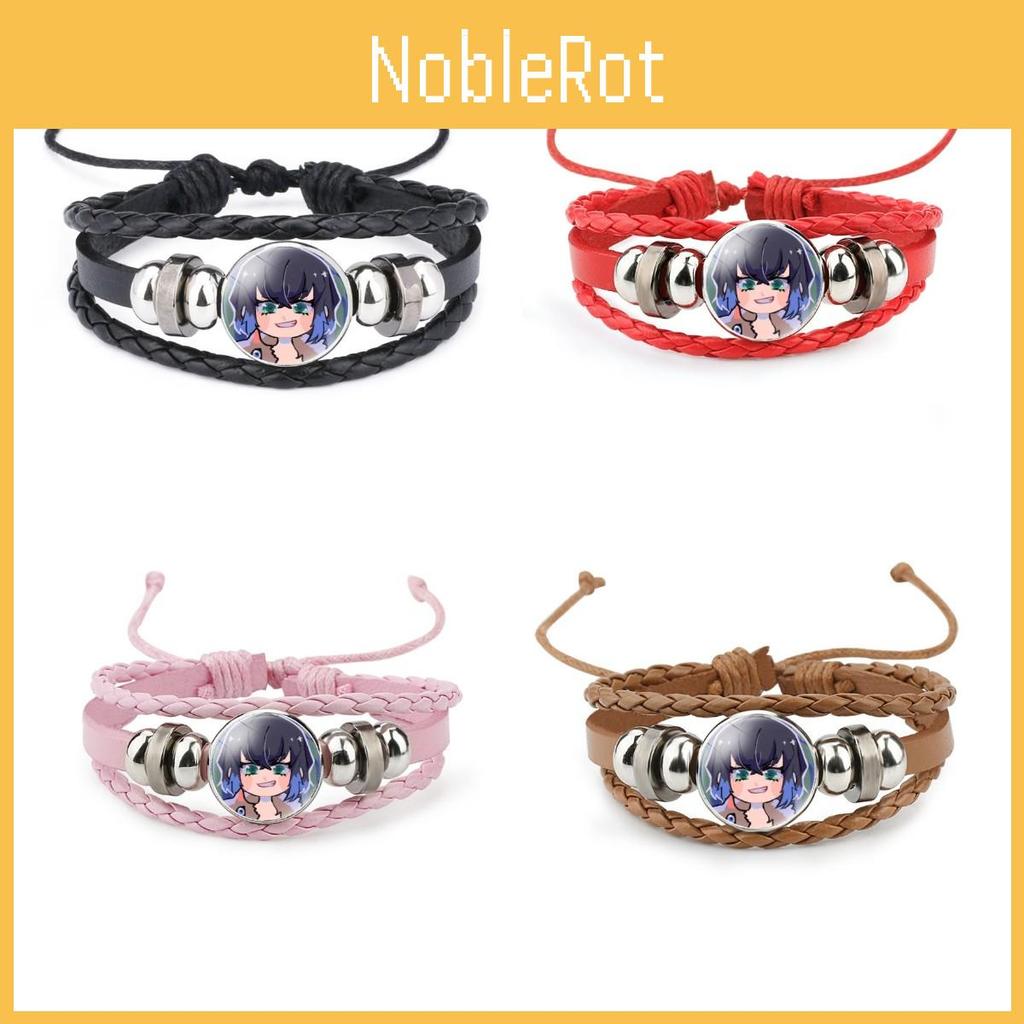 Stylish Kimetsu No Yaiba Leather Bracelet With Inosuke Charm Mixed Materials
