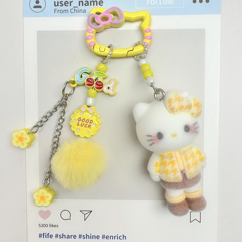 

Hello Kitty Keychains for Bag Cartoon Hellokitty Pendent Key Chains Anime Long Leg Kitty Keyring Phone Charm Kawaii Kids Gifts