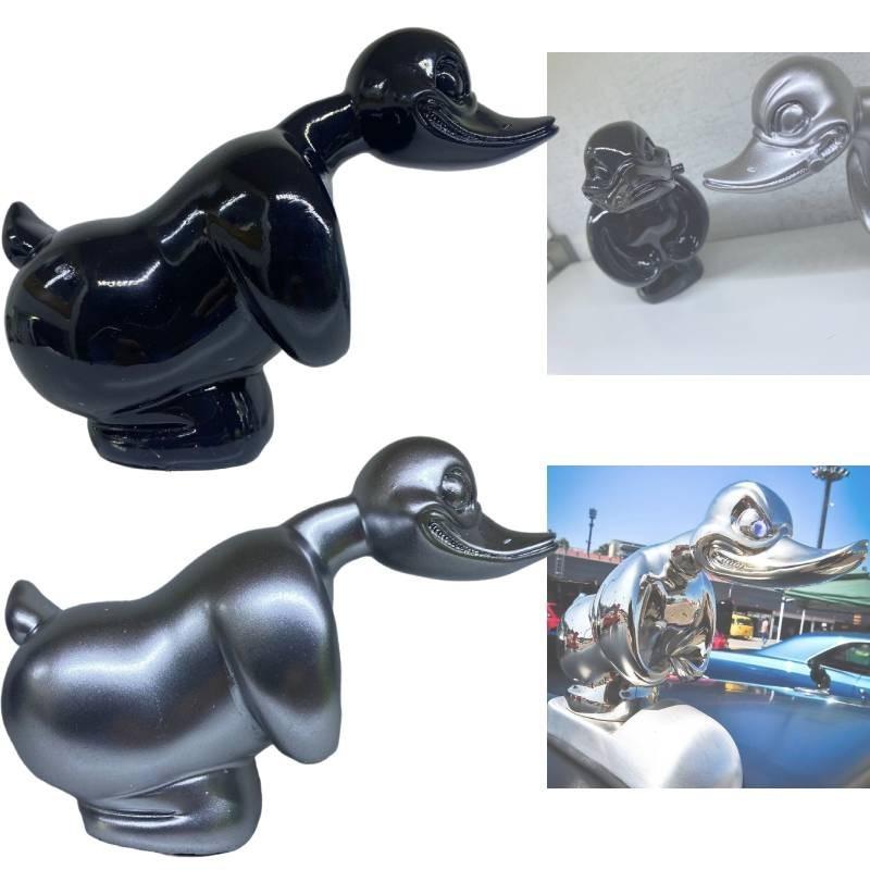 Unique Resin Savage Duck Car Ornament Angry Duck Head In Silver For Car Interior Decor