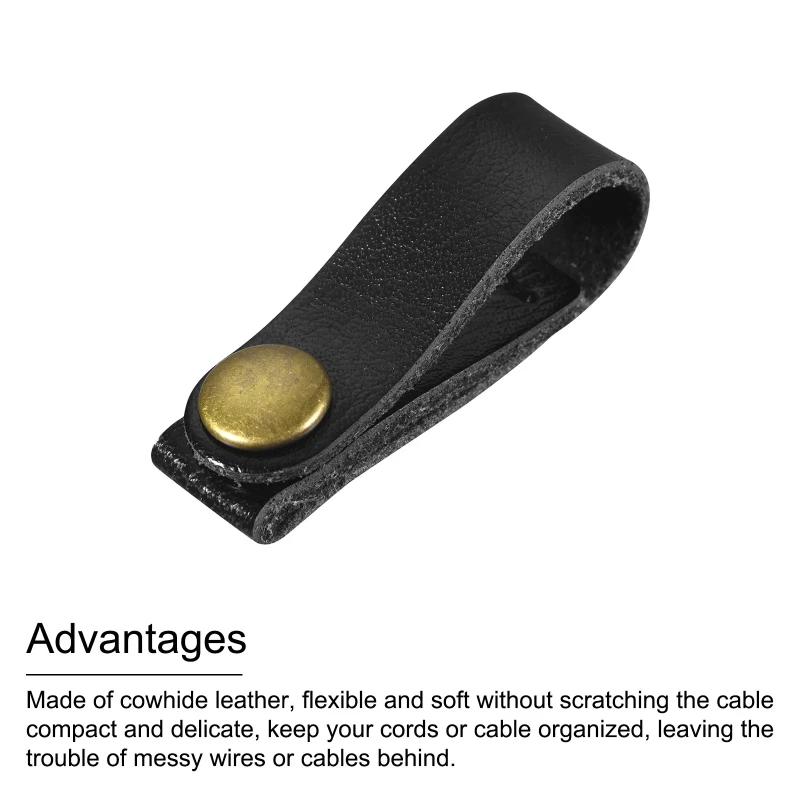 A Top Quality Leather Cable Straps Cable Tie Wraps Cord Management Holder Keeper Cord Organizer for USB Cables Headphone Wires