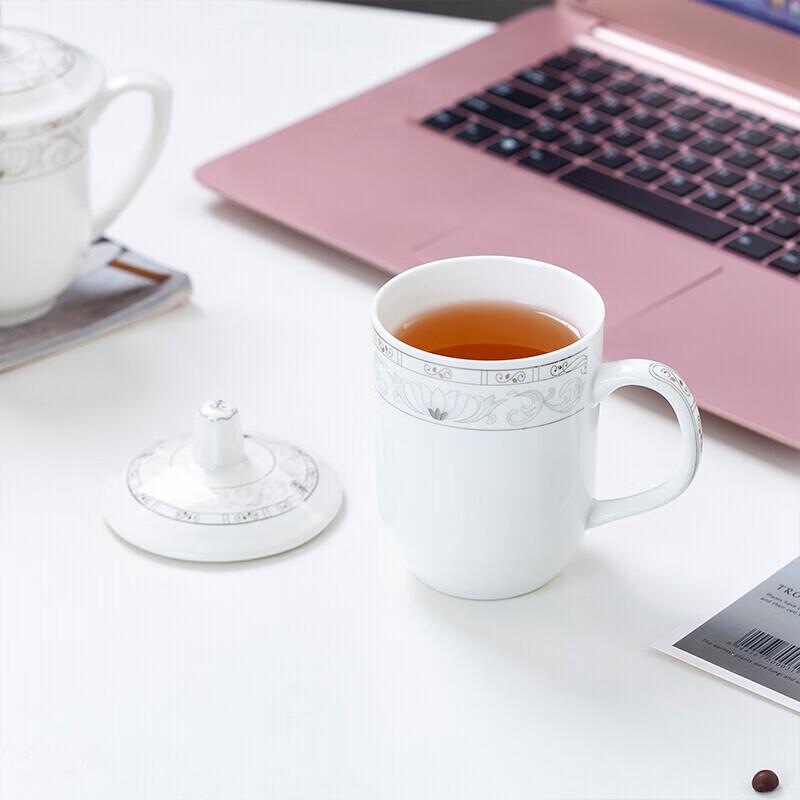 Taoxianghui Ceramic Tea Cup with Lid, 350ml Capacity, for Home Use Or Office Meetings, Business Meeting Cup, Water Cup