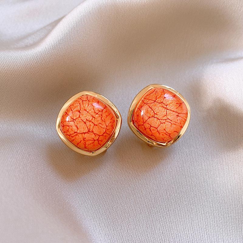 Dopamine square geometric resin stud earrings temperament earrings sweet small fresh earrings wholesale women