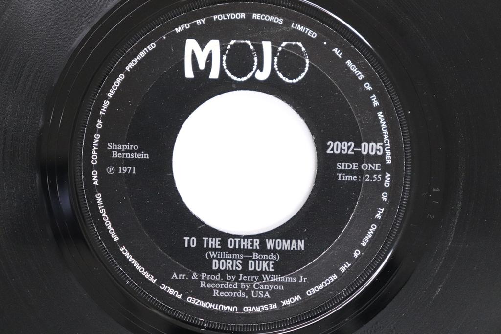7inch Record DORIS DUKE - To The Other Woman / I Don't Care A 2092005 MOJO 1971 UK Soul/Funk Used