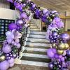132Pcs Dark Purple Light Balloon Garland Arch Kit Metal Purple Gold Latex Balloons Wedding Party Bridal Baby Shower Birthday Dec