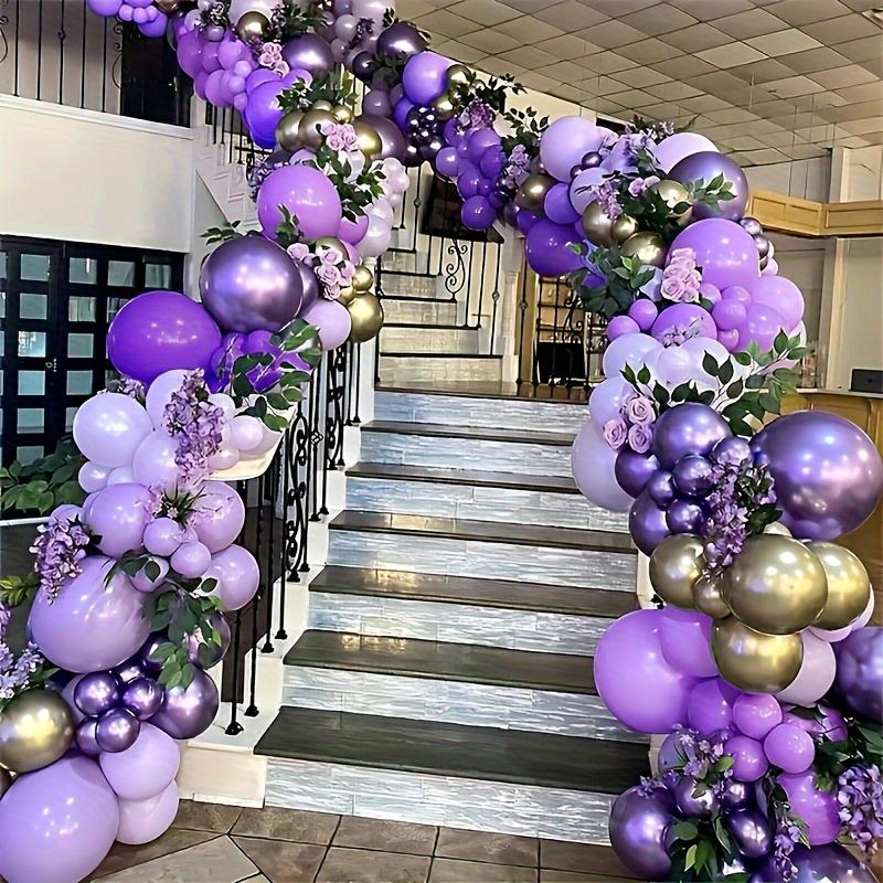132Pcs Dark Purple Light Balloon Garland Arch Kit Metal Purple Gold Latex Balloons Wedding Party Bridal Baby Shower Birthday Dec