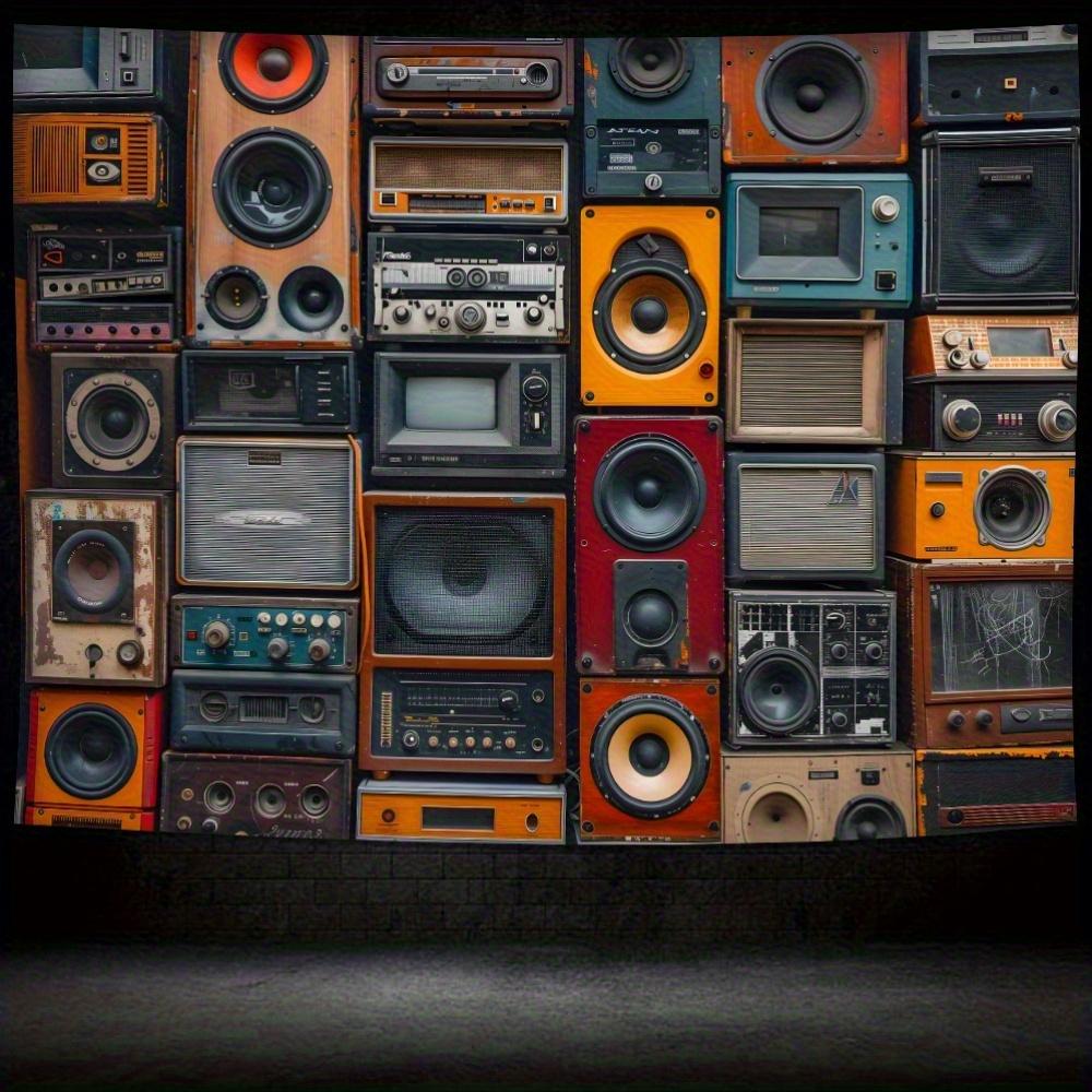 

Тканевое панно с винтажным аудиооборудованием Ретро настенное панно для декора спальни и гостиной Идеальный подарок для любителей музыки 74x94cm(29x37in)