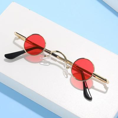 Crianças Meninos Meninas Óculos de Sol Redondos Lentes Sólidas Crianças Armação de Metal Óculos