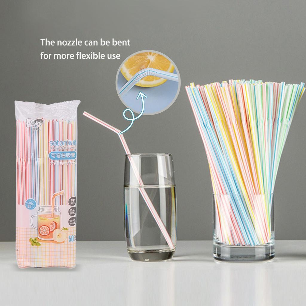50pcs Disposable Plastic Straws Bent Colorful PP Straws Disposable Straws For Party Suitable For Smoothies, Juices, Cocktails, Hot Drinks