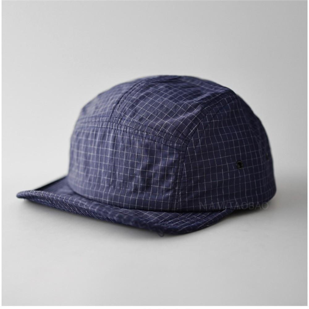 Plaid Pattern Baseball Cap Breathable Soft Brim Soft Brim Baseball Cap Adjustable Thin Material Breathable Mesh Baseball Cap темно-синий