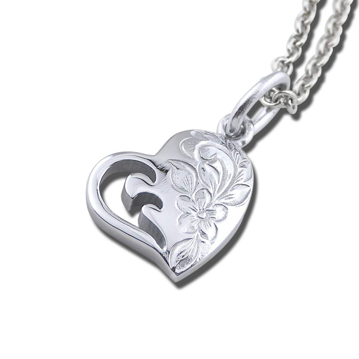

Aloha Lokahi Hawaiian Jewelry Necklace Surgical Stainless Steel Heart Plumeria Stainless Silver Accessory Azuki Chain 45cm