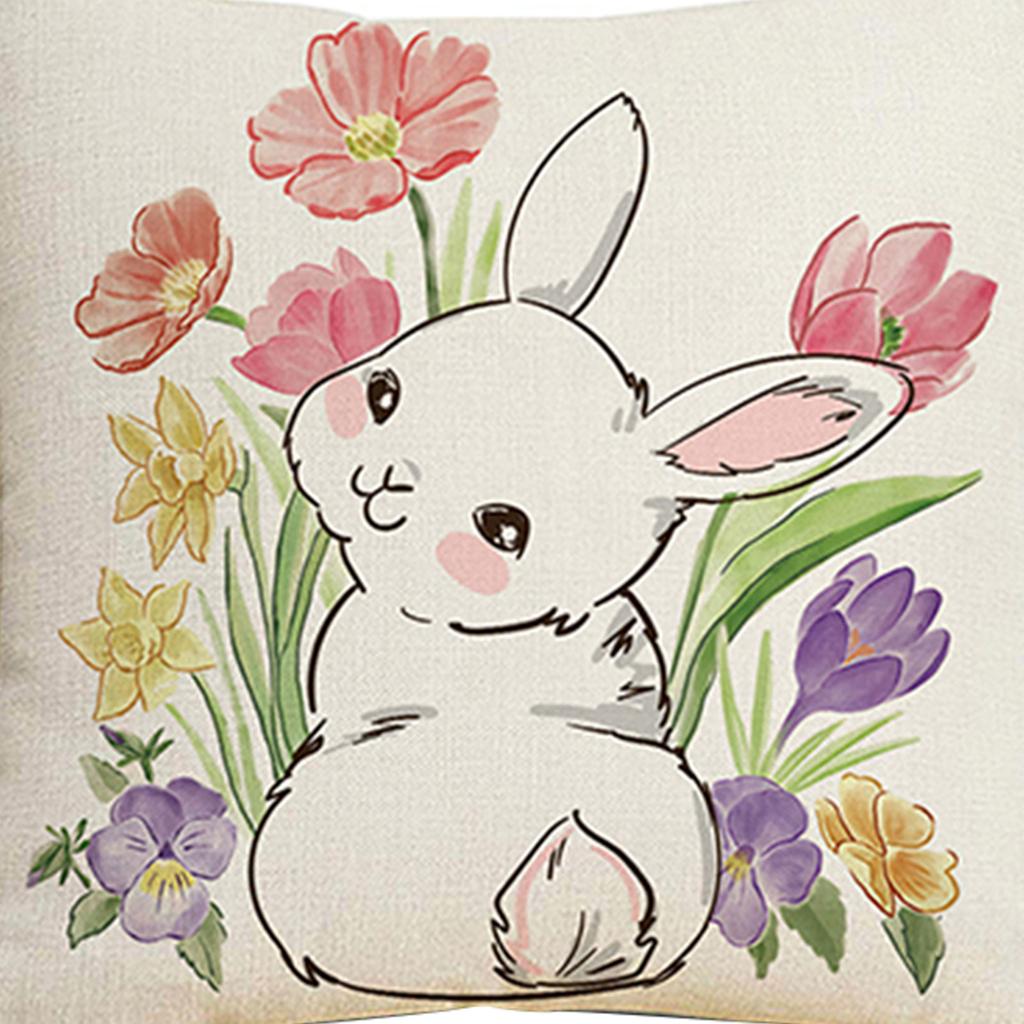 4Pcs Easter Printed Decorations Pillow Case Washable Decorative Cushion Sleeve 18x18in Bed Headboard Pillowcase for Home Decor