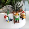 3Pcs Mini Gnomes Set Decor, Miniature Flower Pot Figurines Statue for Fairy Garden Desk Ornament Yard Dwarf Office Window
