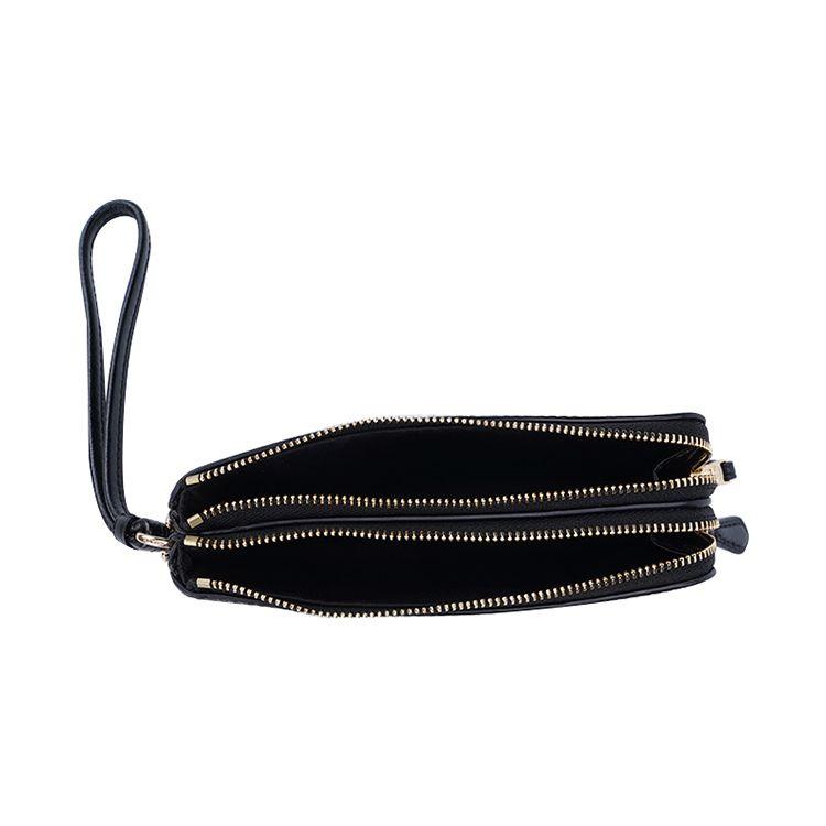 Coach Brown Signature Canvas Zip Wristlet with Wrist Strap & Gold Hardware for Daily Use