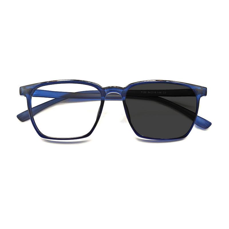 Fashion Leisure Tr-90 Square Men'S Ultra Light Eyewear Optical Prescription Photochromic 0-+600 Anti Blue Light Reading Glasses