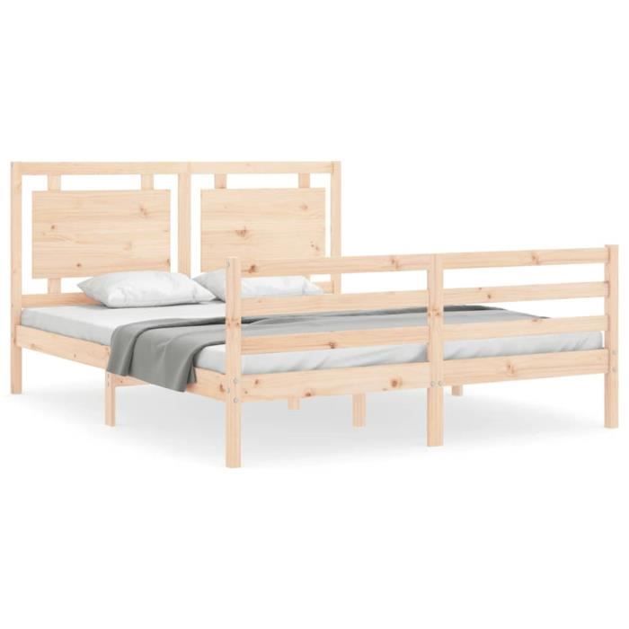 VidaXL Bed Frame with Headboard 160x200 Cm Solid Wood 3194061