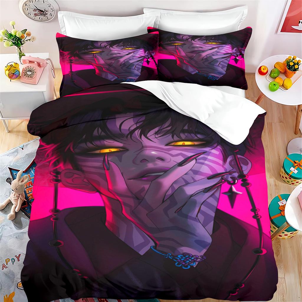KPop Demon Hunters Anime 100% Polyester Bedding Set Duvet Cover Set Printed Cartoon Home Decor