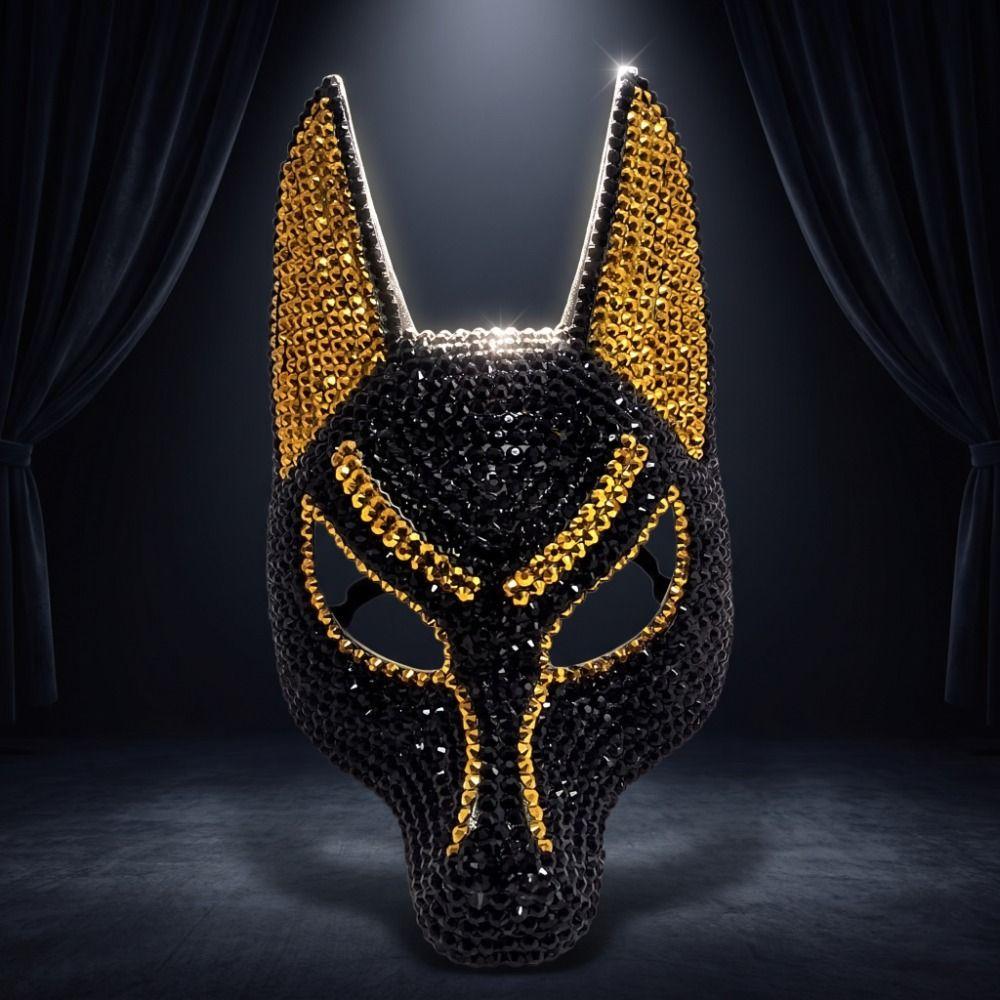Dress Up Props Wolf Crystal Mask Luxury Design Halloween Mask Fashion Rhinestone Mask Halloween