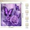 1/4pcs Bathroom Shower Curtain Set Purple Butterfly Bathroom Curtain With 12 Hooks Non Slip Rugs Toilet Cover Mat Bathroom Partition