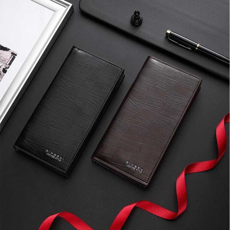New Fashion Business Men's Wallet Medium To Long Vintage Embossed Large Capacity Handbag Change Card Bag Mobile Phone
