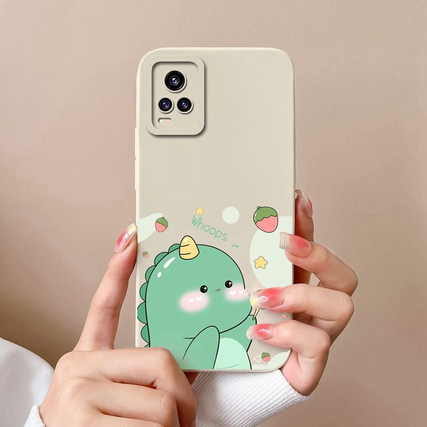 For Vivo V15 S10 Y75 S16 V17 Y77 Phone Bags Naughty Cartoon Dinosaur Patterns Camera Protection Shockproof Silicone Cover Case For Vivo Bumper Housing