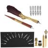 Feather Pen Set Calligraphy Writing Drawing Quill Dip Kit Vintage Art Craft CollectionSP248006R Wine Red
