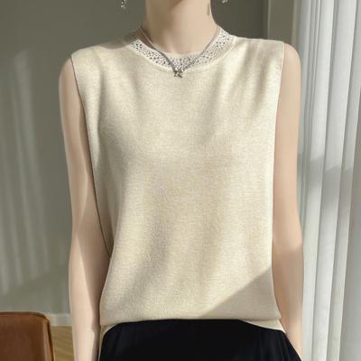 Strickweste mit Rundhalsausschnitt Damen Sommermode Vielseitiges Ärmelloses Trägertop High-End