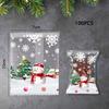 50/100Pcs Transparent Christmas Snowman Cookie Bags Candy Packaging Bags  Winter