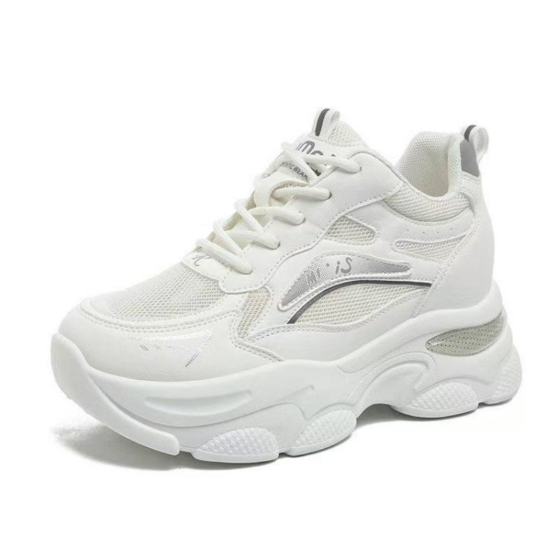 Autumn new versatile little white shoes inner height increase mesh breathable sports shoes women's thick-soled casual dad shoes women