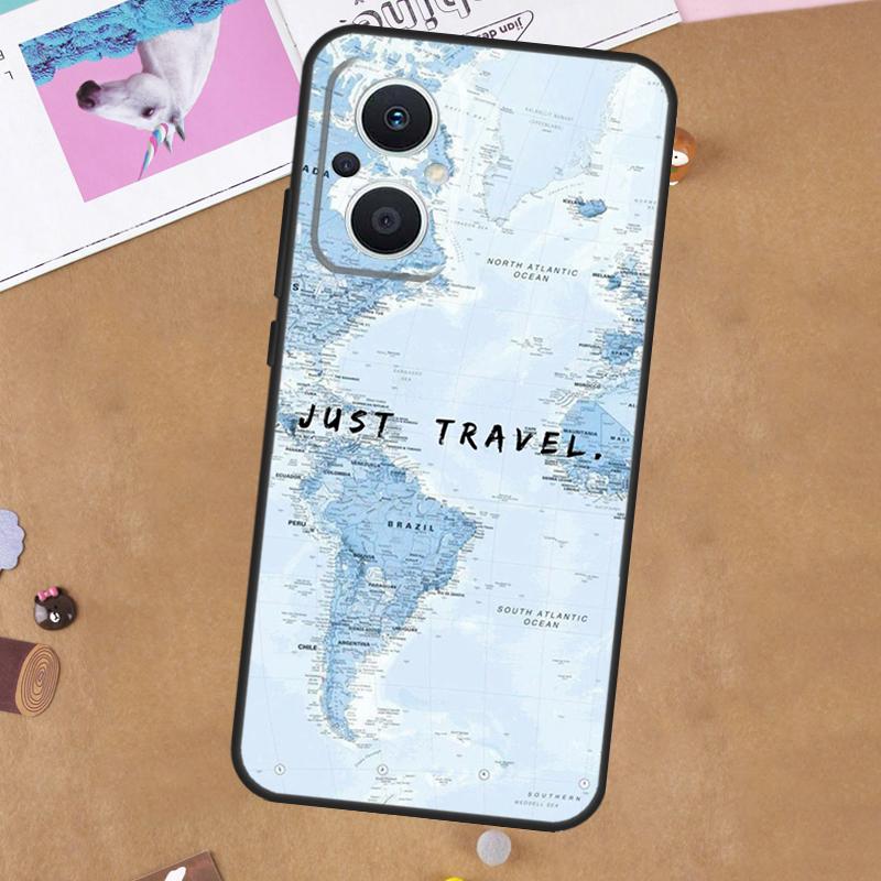 

World Map Travel Case For OPPO Reno 12F 14F 13F 11F 8T 7 8 10 11 12 13 14 Pro OPPO Find X6 X5 X8 Pro Cover OPPO Reno14