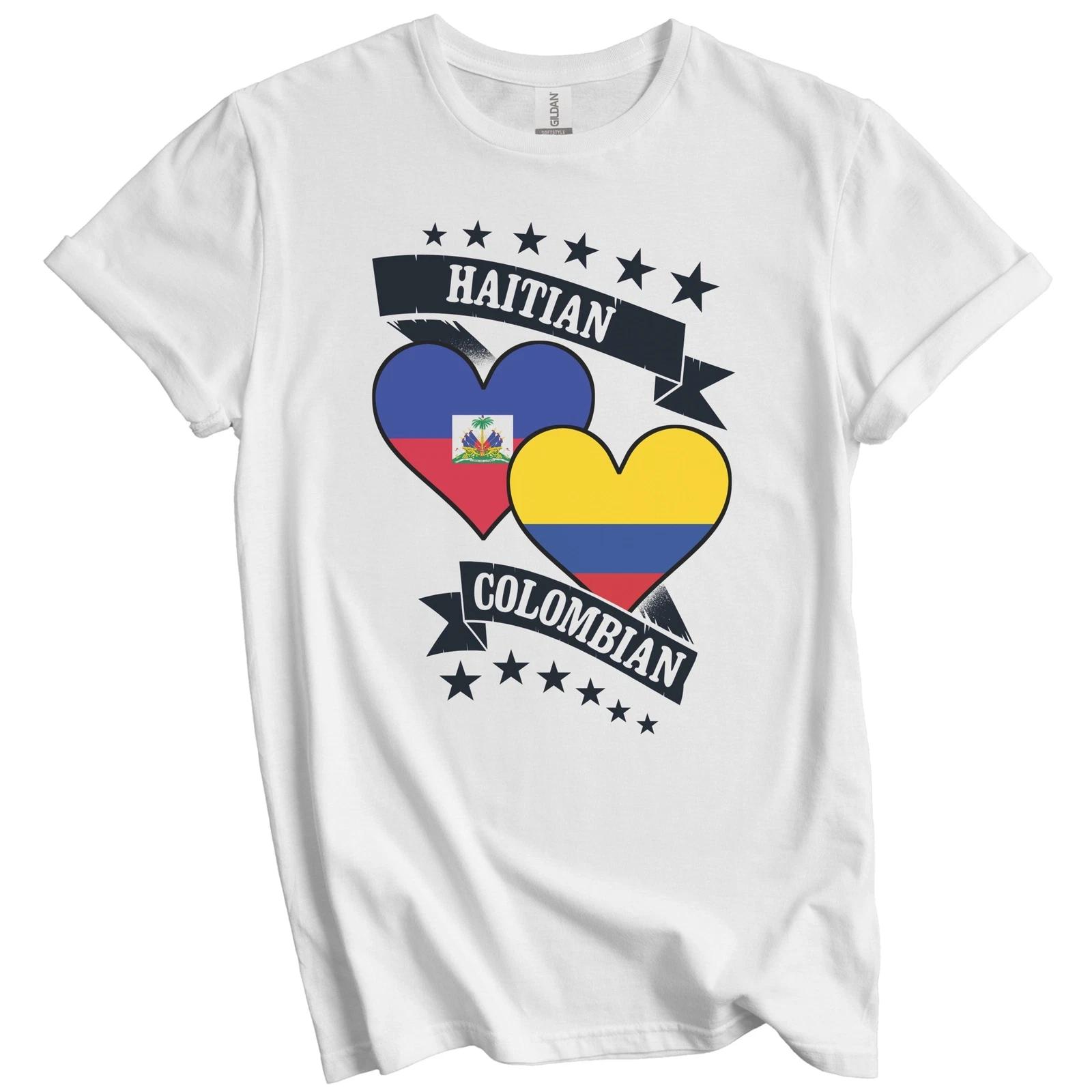 Haitian Colombian Heart Flags Haiti Colombia T-Shirt S