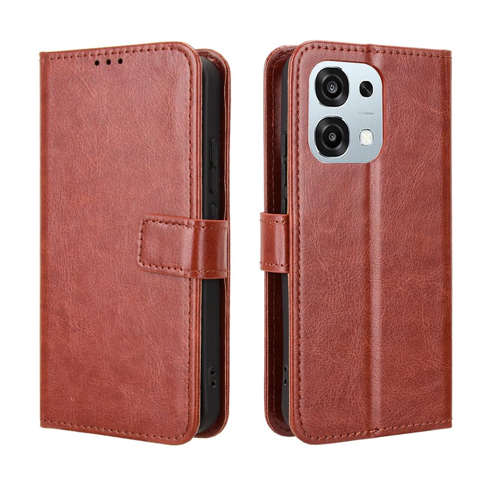 PU Leather Case for Oppo A6 Pro 4G/A6 Pro 5G/F31 5G Crazy Horse Texture Phone Wallet Cover with Strap