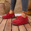 Large size round head lace-up casual women's shoes autumn new comfortable soft-soled flat-heeled single shoes