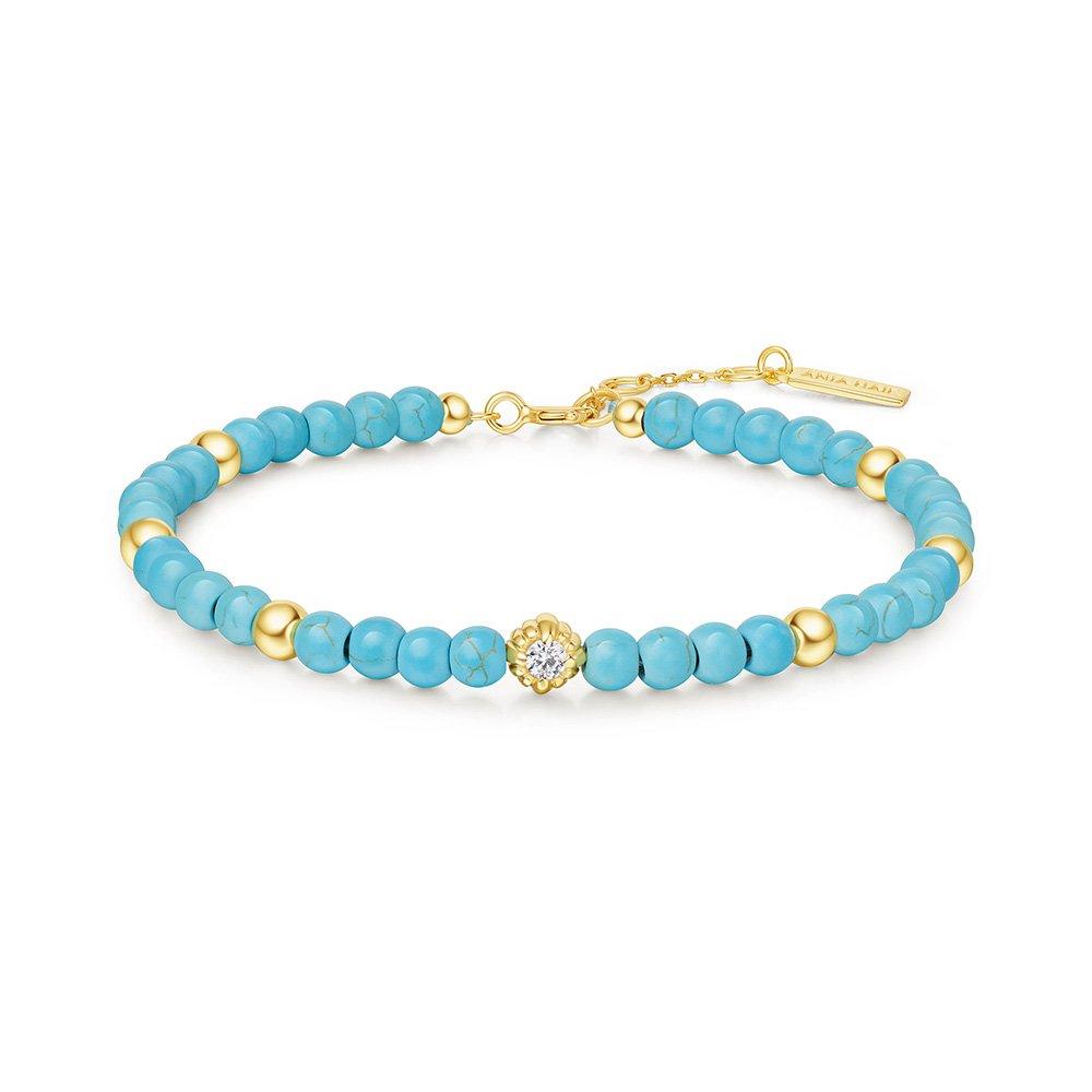 Gold Turquoise 925 Silver Bracelet B063-04G